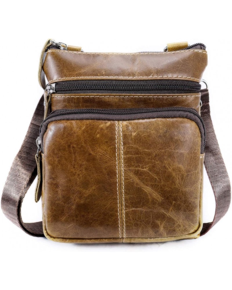 Mens Mini Shoulder Bag Genuine Leather Small Crossbody Bag Casual Sling Bag $29.57 Crossbody Bags