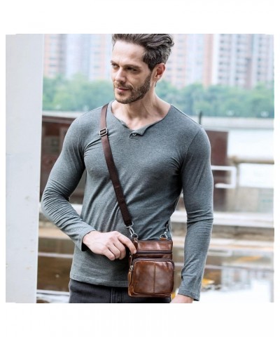 Mens Mini Shoulder Bag Genuine Leather Small Crossbody Bag Casual Sling Bag $29.57 Crossbody Bags