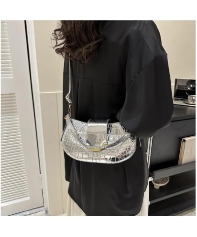 Y2k Silver Bag Y2k Silver Purse for Women Metallic Purse Small Hobo Bag Silver Handbag Shoulder Bag (Silver) Purple $17.36 Totes