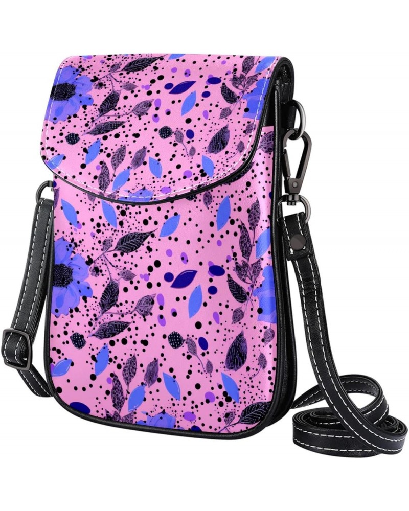 Crossbody Bags for Women,Crossbody Bag Men,Small Sling Bag,Floral Purple Pink,Crossbody Purse $13.68 Crossbody Bags