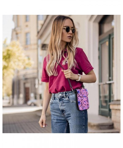 Crossbody Bags for Women,Crossbody Bag Men,Small Sling Bag,Floral Purple Pink,Crossbody Purse $13.68 Crossbody Bags