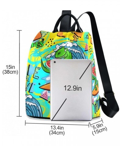 Dinosaur Surfboard Womens Backpack Purse Handbag Anti Theft Ladies Shoulder Bags Travel Backpack for Travel Work Women Ladies...