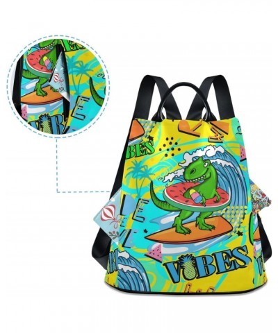 Dinosaur Surfboard Womens Backpack Purse Handbag Anti Theft Ladies Shoulder Bags Travel Backpack for Travel Work Women Ladies...