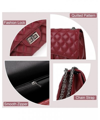 Quilted Crossbody Bags for Women Leather Ladies Shoulder Purses with Chain Strap Stylish Clutch Purse Red $13.05 Shoulder Bags