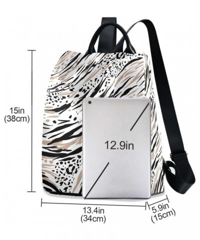 Backpack Purse for Women Fashion Travel Anti-theft White Leopard Print Daypack Casual Shoulder Bag Medium Size $19.66 Backpacks