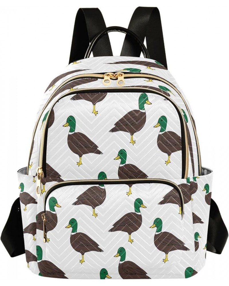 Duck on White Women Backpack Purse Ladies Fashion Shoulder Bag Daypack Travel Bag 7.5L Small $17.35 Backpacks