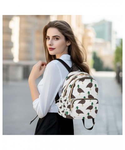 Duck on White Women Backpack Purse Ladies Fashion Shoulder Bag Daypack Travel Bag 7.5L Small $17.35 Backpacks