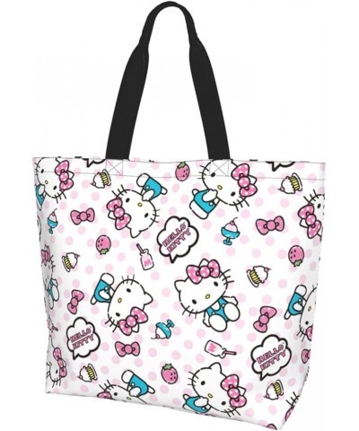 Kawaii Pink Cat Tote Bag for Women Cute Shoulder Bags Large Grocery Handbag Crossbody Bag for Work Travel Shopping Kt-7 $12.1...