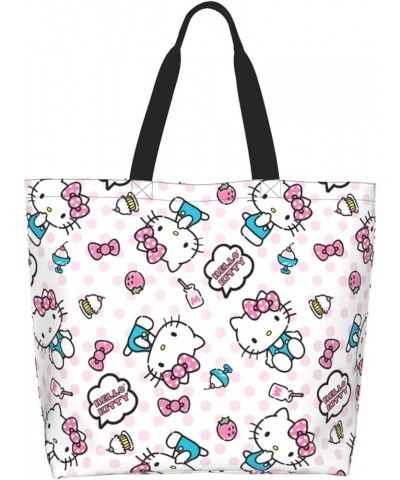 Kawaii Pink Cat Tote Bag for Women Cute Shoulder Bags Large Grocery Handbag Crossbody Bag for Work Travel Shopping Kt-7 $12.1...