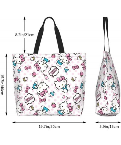 Kawaii Pink Cat Tote Bag for Women Cute Shoulder Bags Large Grocery Handbag Crossbody Bag for Work Travel Shopping Kt-7 $12.1...