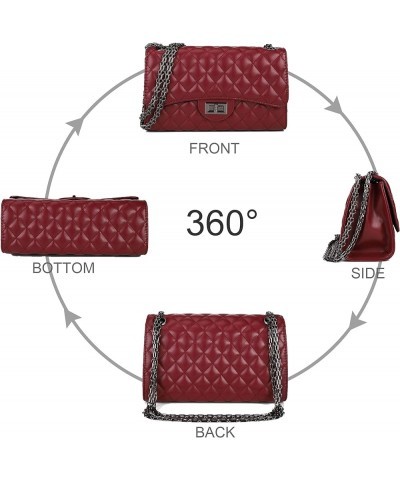 Quilted Crossbody Bags for Women Leather Ladies Shoulder Purses with Chain Strap Stylish Clutch Purse Red $13.05 Shoulder Bags