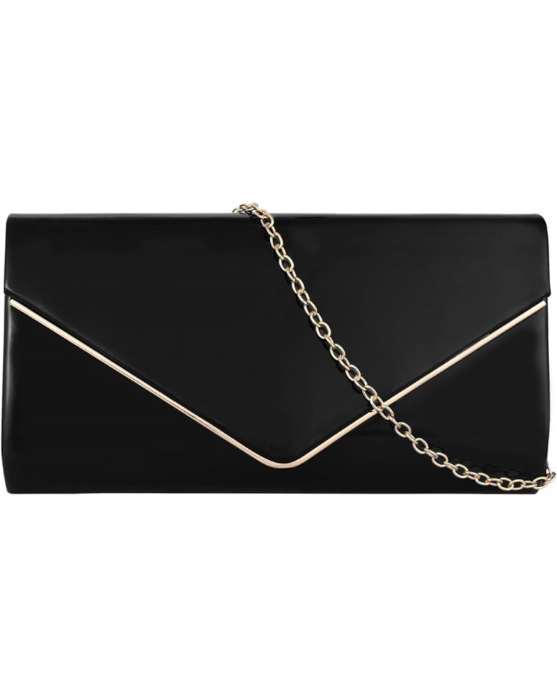 Evening Bags PU Leather Clutch Purse Women Flap Envelope Handbag Black $10.79 Evening Bags