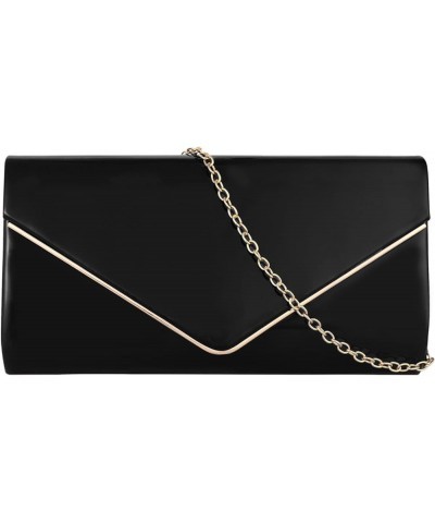 Evening Bags PU Leather Clutch Purse Women Flap Envelope Handbag Black $10.79 Evening Bags