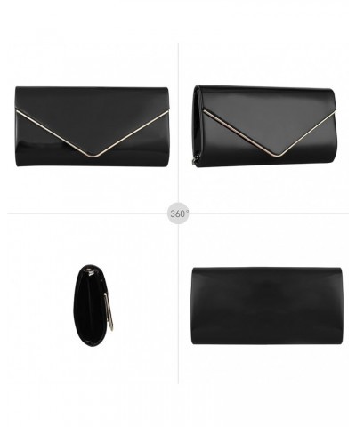 Evening Bags PU Leather Clutch Purse Women Flap Envelope Handbag Black $10.79 Evening Bags