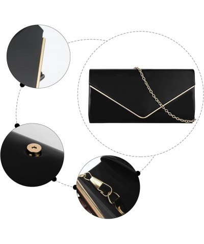 Evening Bags PU Leather Clutch Purse Women Flap Envelope Handbag Black $10.79 Evening Bags