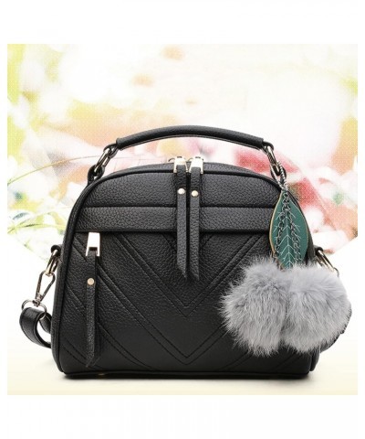 Shoulder Purse Pendant Bag Tote Fashion Handbag Women's Ball Leather Furry Bag Shoulder Mens Shoulder Bags Black One Size $12...