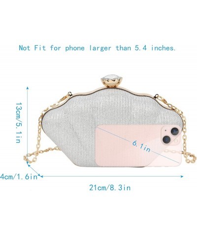 Women Mini Seashell Evening Clutch Handbag Chain Strap Cross-body Bag Sequins Silver $7.69 Evening Bags