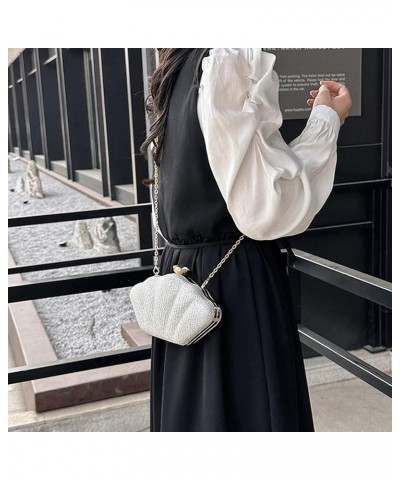 Women Mini Seashell Evening Clutch Handbag Chain Strap Cross-body Bag Sequins Silver $7.69 Evening Bags