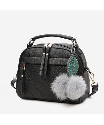 Shoulder Purse Pendant Bag Tote Fashion Handbag Women's Ball Leather Furry Bag Shoulder Mens Shoulder Bags Black One Size $12...