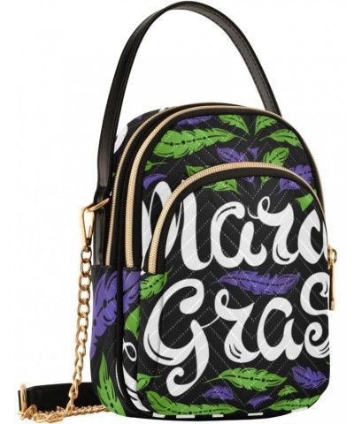 Mardi Gras Cell Phone Purse Tropical Feather Carnival Crossbody Handbag Durable Shoulder Bag Sturdy Travel Pouch Compact Chic...