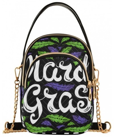 Mardi Gras Cell Phone Purse Tropical Feather Carnival Crossbody Handbag Durable Shoulder Bag Sturdy Travel Pouch Compact Chic...