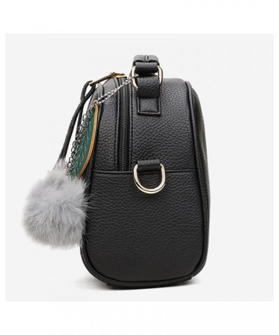 Shoulder Purse Pendant Bag Tote Fashion Handbag Women's Ball Leather Furry Bag Shoulder Mens Shoulder Bags Black One Size $12...