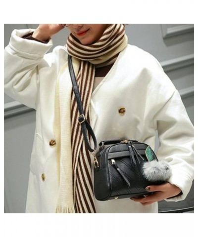 Shoulder Purse Pendant Bag Tote Fashion Handbag Women's Ball Leather Furry Bag Shoulder Mens Shoulder Bags Black One Size $12...