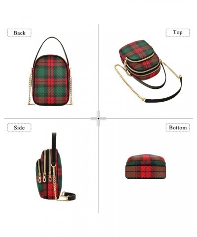 Small Phone Wallet Bag Buffalo Plaid Christmas Checkered Quilted Single Shoulder Bag PU Leather Women Wallets Purse Christmas...