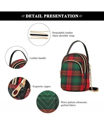 Small Phone Wallet Bag Buffalo Plaid Christmas Checkered Quilted Single Shoulder Bag PU Leather Women Wallets Purse Christmas...