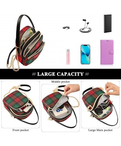 Small Phone Wallet Bag Buffalo Plaid Christmas Checkered Quilted Single Shoulder Bag PU Leather Women Wallets Purse Christmas...