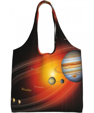 Solar System Planet Map One-Shoulder Commuting Canvas Bag,Fashionable And Lightweight,Extra Large Capacity,Easy To Store,Soft...