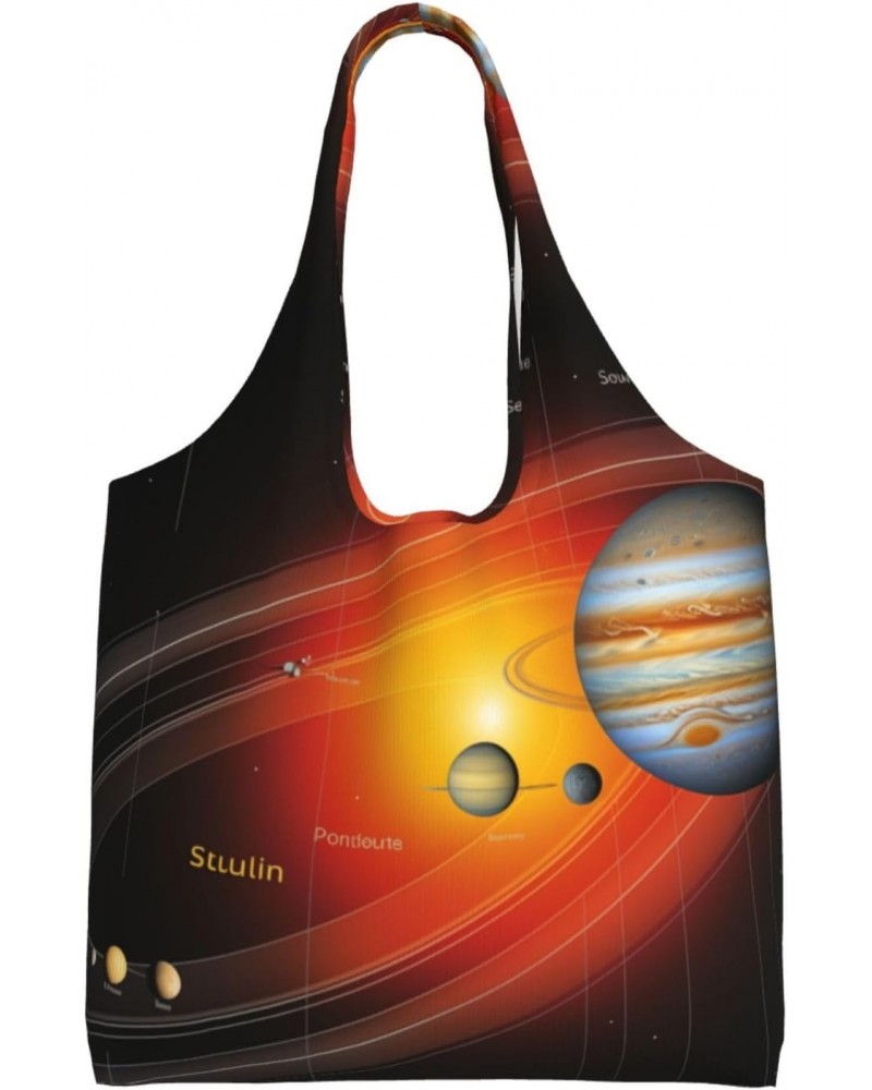 Solar System Planet Map One-Shoulder Commuting Canvas Bag,Fashionable And Lightweight,Extra Large Capacity,Easy To Store,Soft...