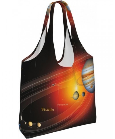 Solar System Planet Map One-Shoulder Commuting Canvas Bag,Fashionable And Lightweight,Extra Large Capacity,Easy To Store,Soft...