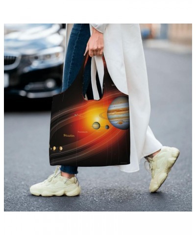 Solar System Planet Map One-Shoulder Commuting Canvas Bag,Fashionable And Lightweight,Extra Large Capacity,Easy To Store,Soft...