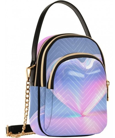 Gradient Heart Small Crossbody Bag Functional Multi Pocket Bag Shoulder Handbag $11.60 Crossbody Bags