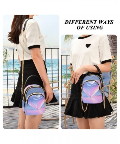 Gradient Heart Small Crossbody Bag Functional Multi Pocket Bag Shoulder Handbag $11.60 Crossbody Bags