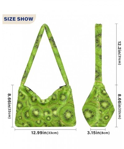 Women Boho Handbag Kiwi Fruit Slice Tasty Underarm Bag Tote Bag Shoulder Bag Crossbody Bag Fluffy Cell Phone Purse Patriot La...