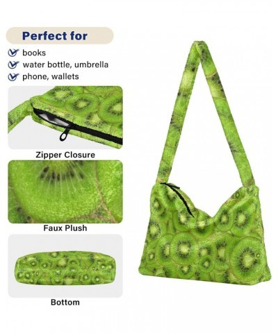 Women Boho Handbag Kiwi Fruit Slice Tasty Underarm Bag Tote Bag Shoulder Bag Crossbody Bag Fluffy Cell Phone Purse Patriot La...