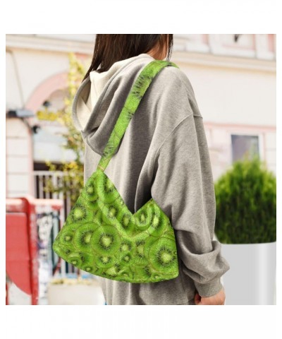 Women Boho Handbag Kiwi Fruit Slice Tasty Underarm Bag Tote Bag Shoulder Bag Crossbody Bag Fluffy Cell Phone Purse Patriot La...