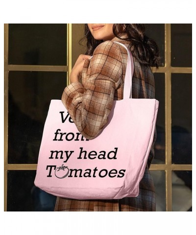 Vegan From My Head Tomatoes Zippered Tote Bag - Gift for Her - Tomatoes Gift Natural $15.99 Totes