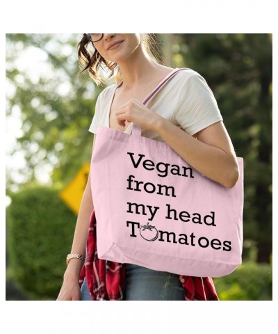 Vegan From My Head Tomatoes Zippered Tote Bag - Gift for Her - Tomatoes Gift Natural $15.99 Totes