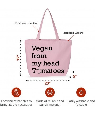 Vegan From My Head Tomatoes Zippered Tote Bag - Gift for Her - Tomatoes Gift Natural $15.99 Totes