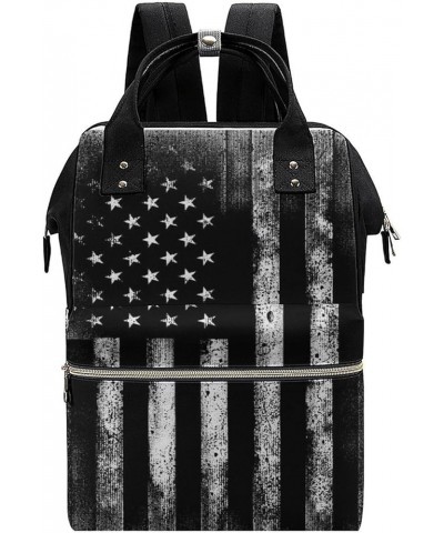 American Flag Black White Backpack Work Business, Travel Rucksack Daypack for Adults Women, Handbag,Black American Flag Black...