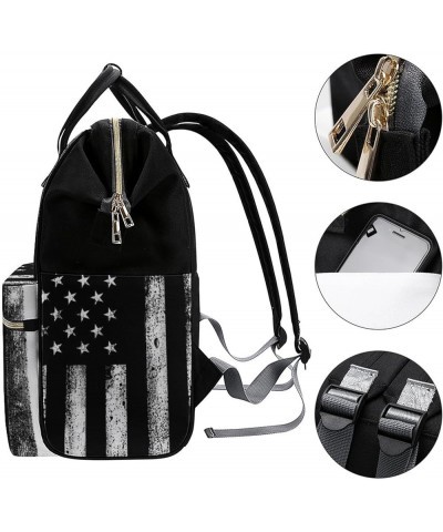 American Flag Black White Backpack Work Business, Travel Rucksack Daypack for Adults Women, Handbag,Black American Flag Black...