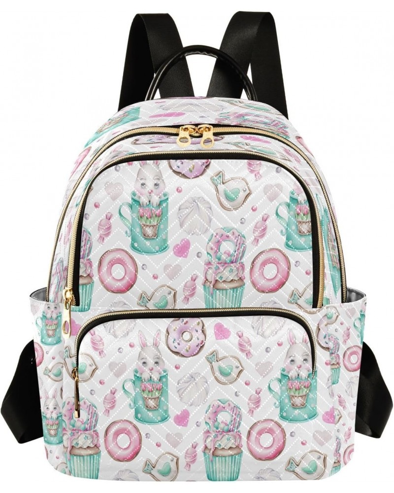 Cute Cartoon Bunny Candy Donut Backpack for Women Purse Bag Travel Handbag Shoulder Bag $19.94 Backpacks