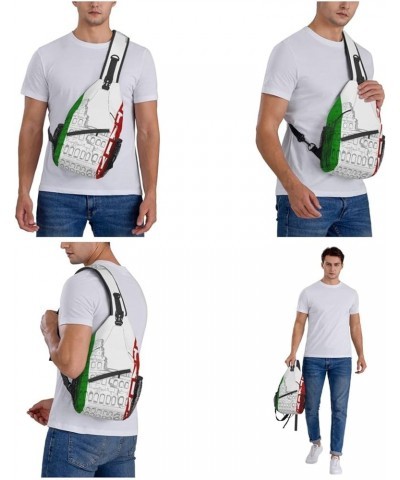 Mqgmz Roman Colosseum Italian Flag Print Shoulder Bag Crossbody Backpack, Casual Daypack, Sling Bag, Chest Bag, Travel Bag Ro...