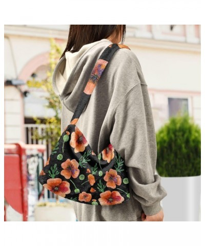 Spring Women Boho Handbag Watercolor Flower Green Bud Underarm Bag Tote Bag Shoulder Bag Crossbody Bag Fluffy Cell Phone Purs...