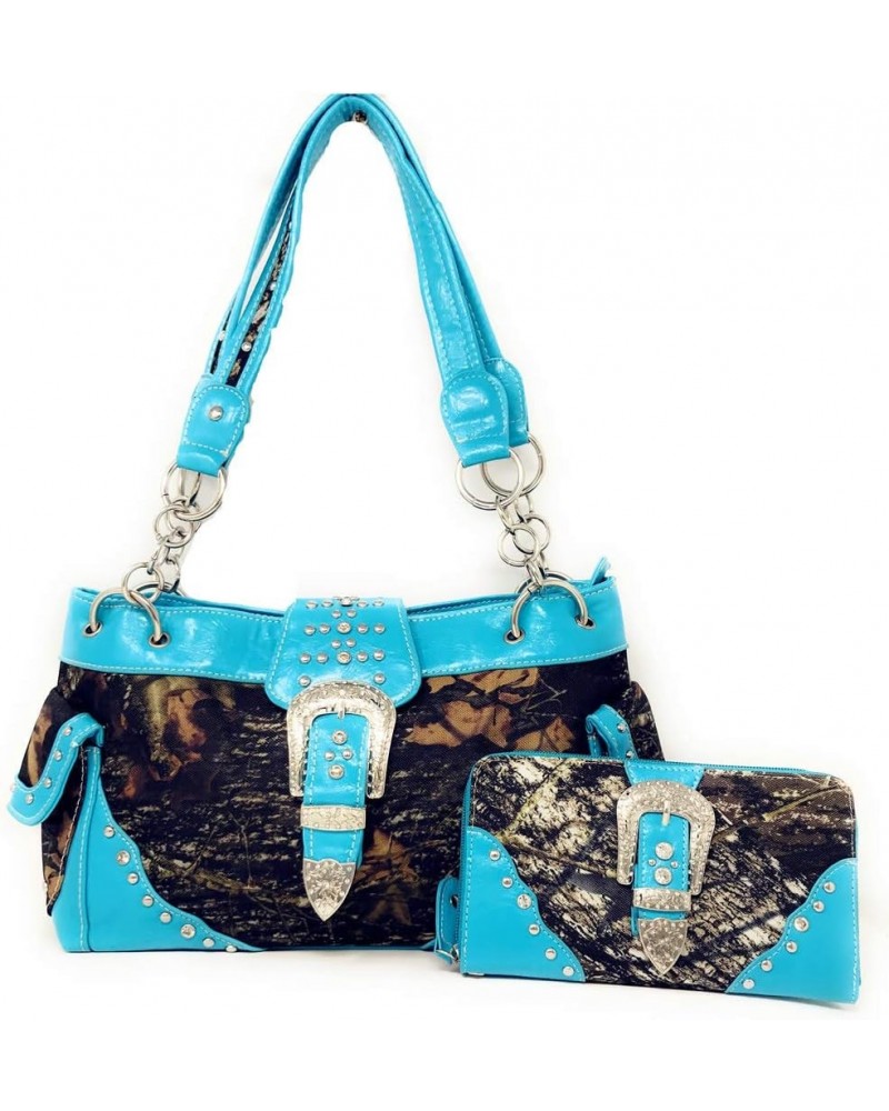 Western Blue Camouflage Buckle Rhinestone Purse W Matching Wallet $34.00 Wallets