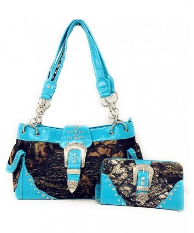 Western Blue Camouflage Buckle Rhinestone Purse W Matching Wallet $34.00 Wallets