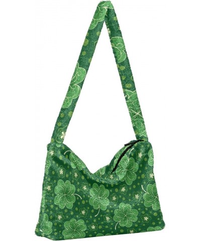 St. Patrick's Day Women Boho Handbag Clover Cute Flower Dot Underarm Bag Tote Bag Shoulder Bag Crossbody Bag Fluffy Cell Phon...